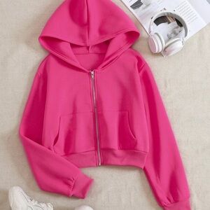 Vibrant Pink Cropped Hoodie